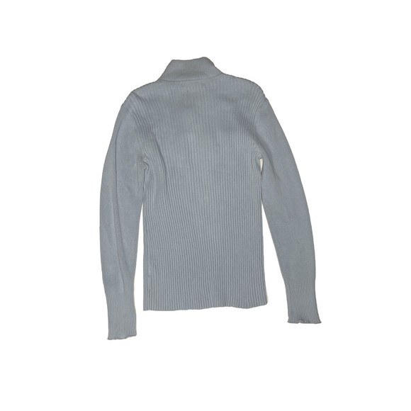Calvin Klein Vintage Y2K Light Blue Striped Ribbed Quarter Zip Pullover Sweater - Picture 8 of 8